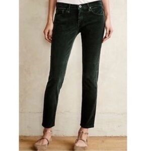 AG • Anthro Slim Stevie Mid Rise Corduroy Pant Green Sz 28